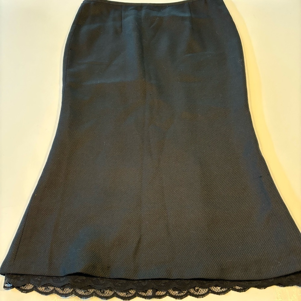Express Skirt Knee Length Lined Slit 100% Wool Size 7/8 - Picture 1 of 7
